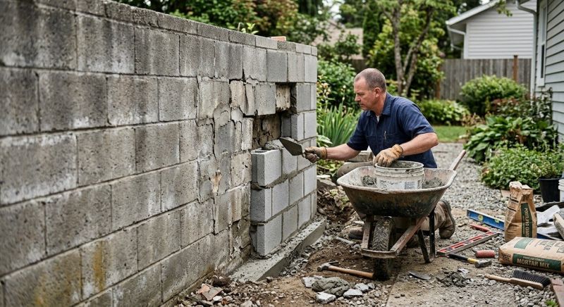Cinder Block Wall Repair in Acworth, GA