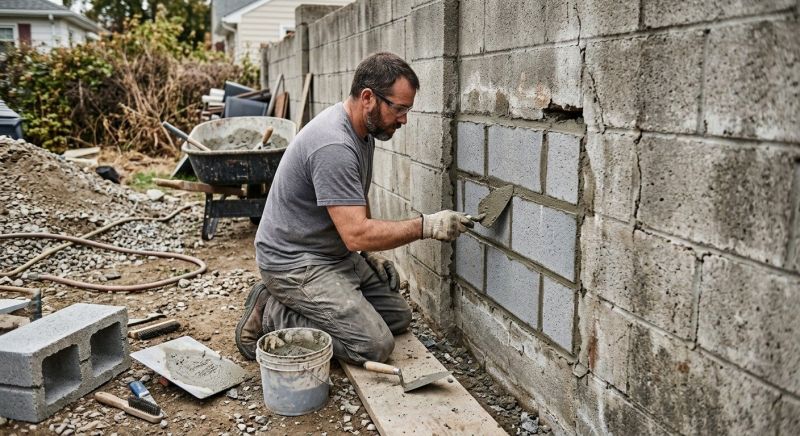Cinder Block Wall Repair in Acworth, GA