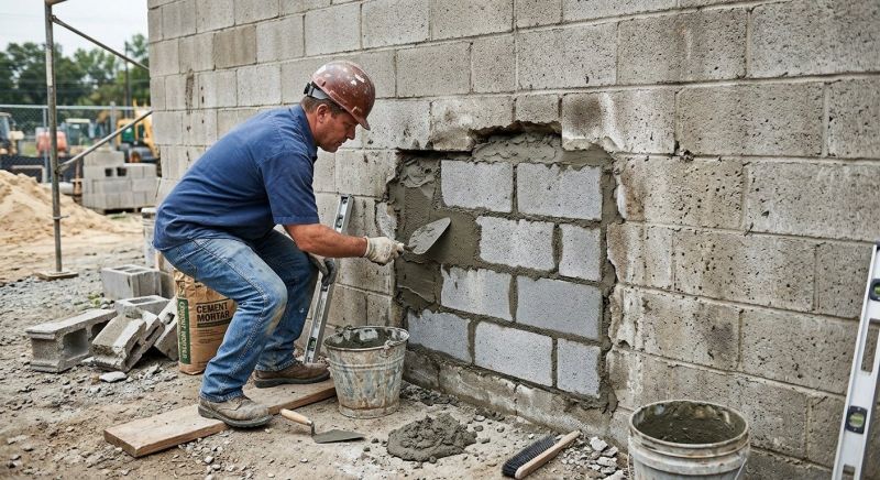 Cinder Block Wall Repair in Rockmart, GA