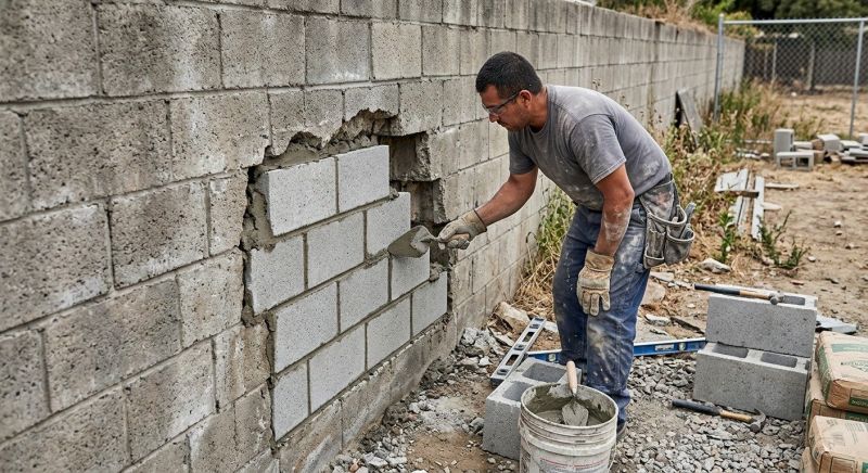 Concrete Block Wall Repair in Acworth, GA