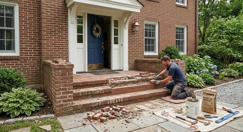 Entryway Brick Repair in Acworth, GA